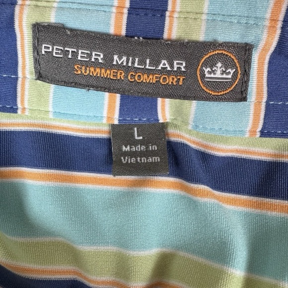 PETER MILLAR Summer Comfort Striped Multi Golf Outdoor Athleisure Polo Men's L - Picture 6 of 10